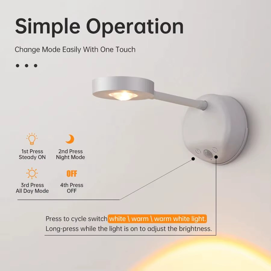 Night Light Motion Sensor Light Wireless USB LED for Kitchen Bedroom Mural Living Room Sensor Wall Lamp Indoor Lighting LED USB compact portable design